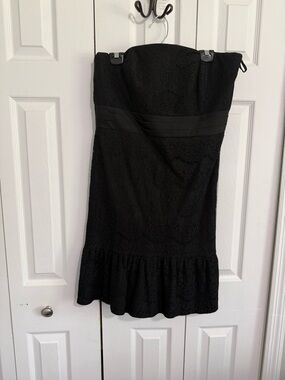White House Black Market Black Strapless Lace Dress with Satin Band